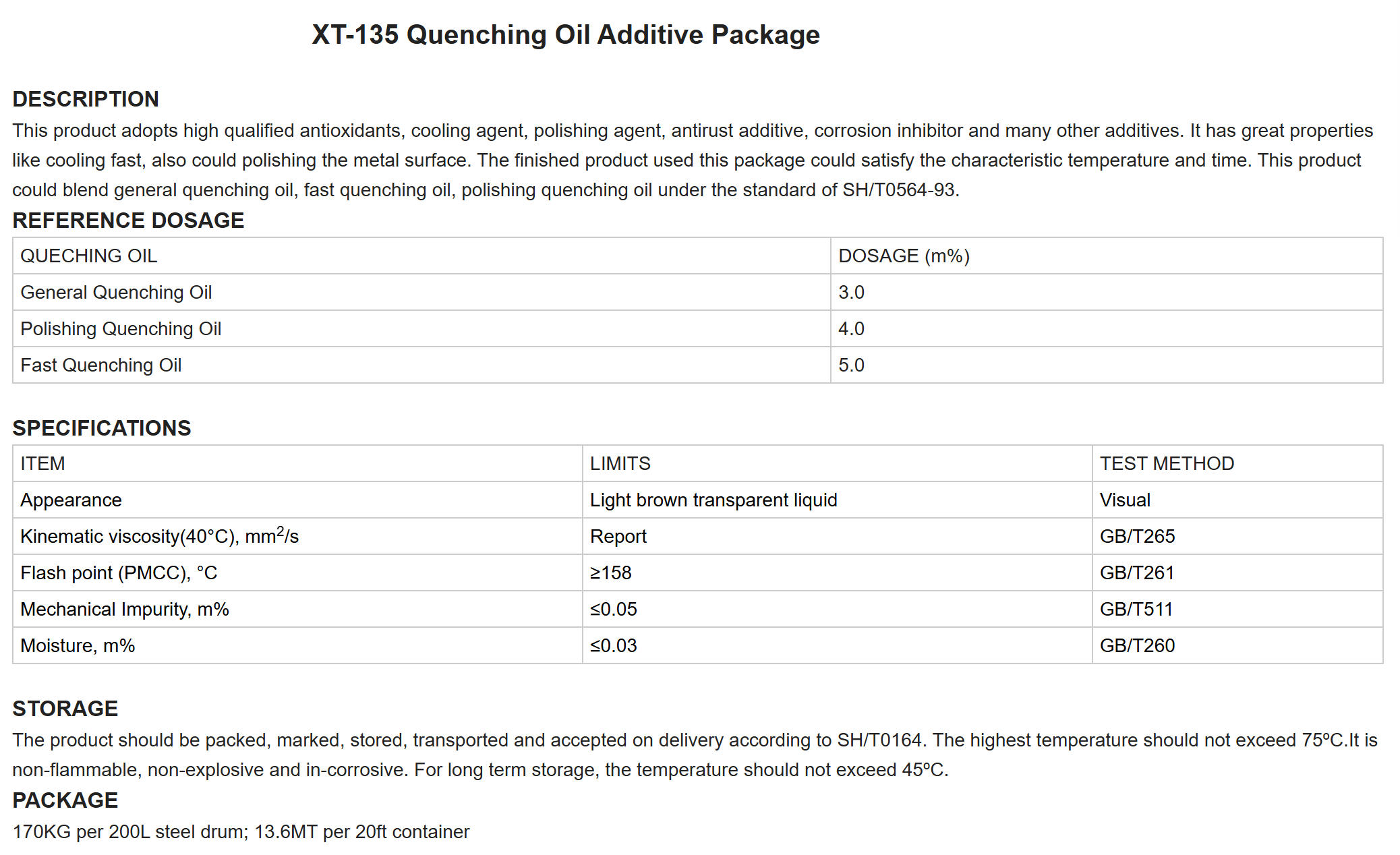 Lubricant Additives XT-135